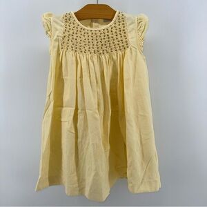 Edgehill Collection Smocked Baby Dress - Pale Yellow with lavender rosettes